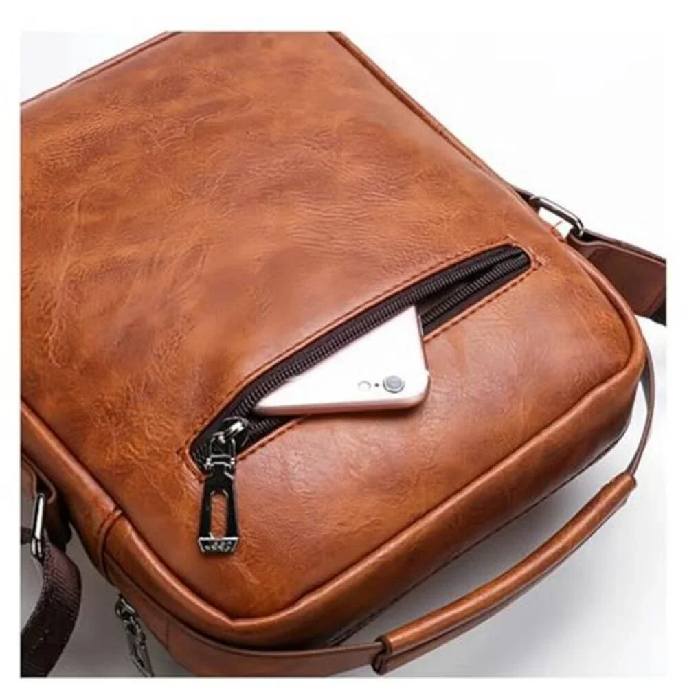 Small Crossbody Bag Mens Shoulder Bag, Vintage leather Bag Office Business